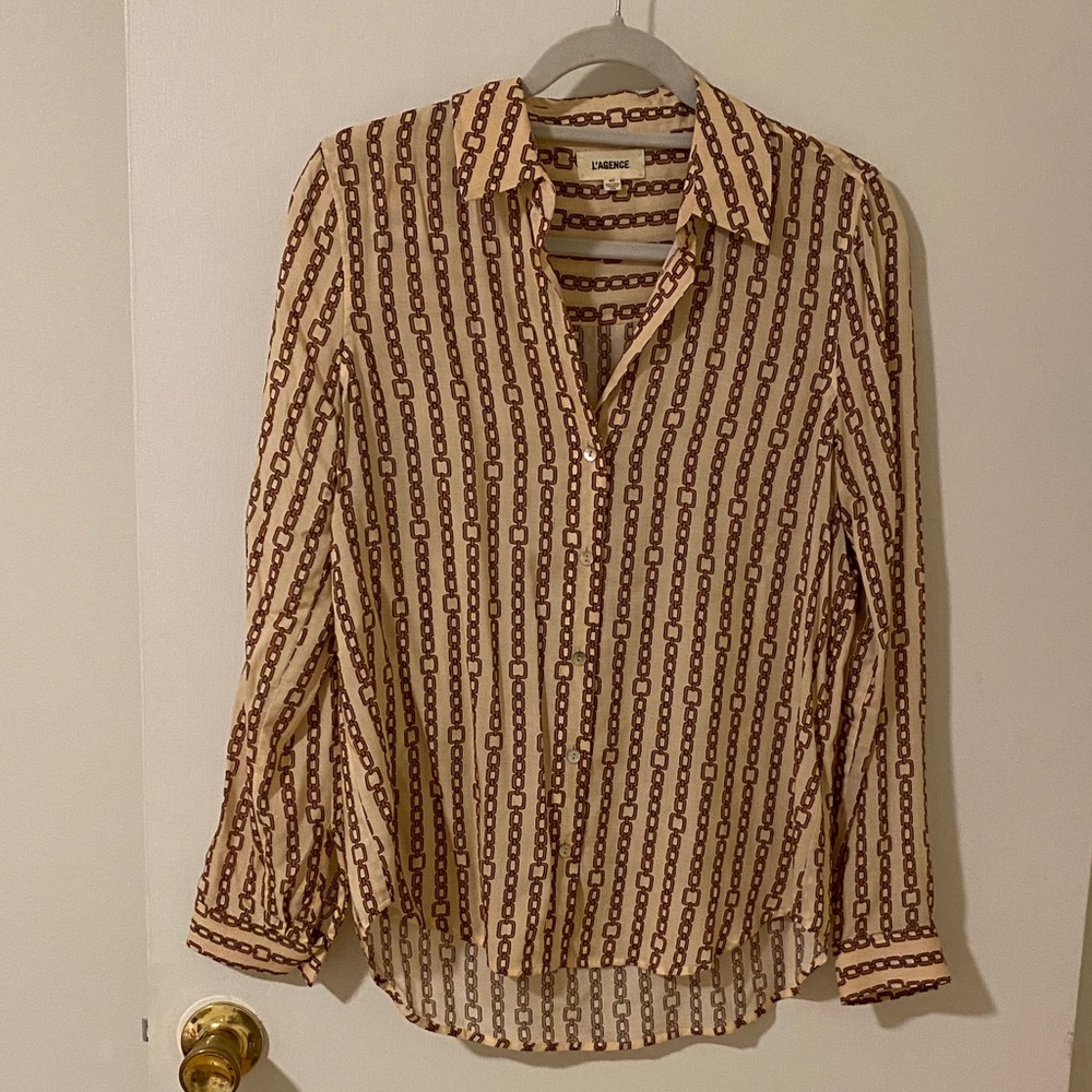 L’agence Beige and Brown Patterned Men's Shirt